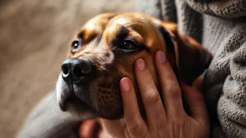 Un perro cariñoso brinda consuelo sereno